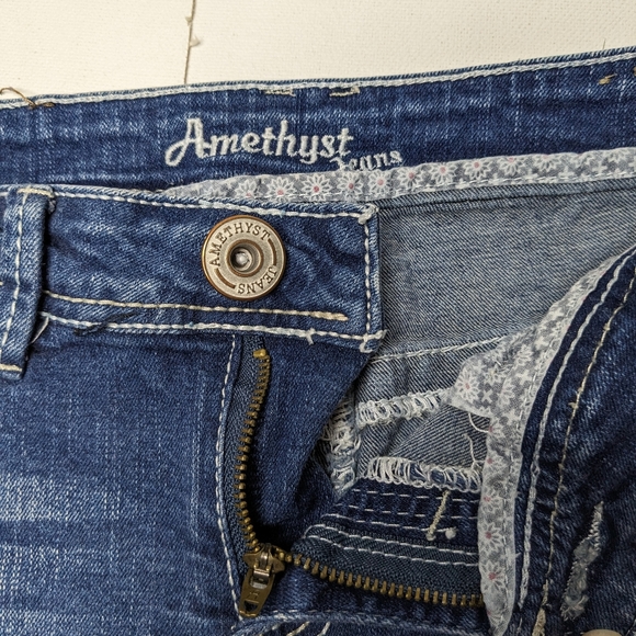 Amethyst Jean shorts Distressed women's size 3 Blue Rachel thick stitch Q-1 - Picture 2 of 11